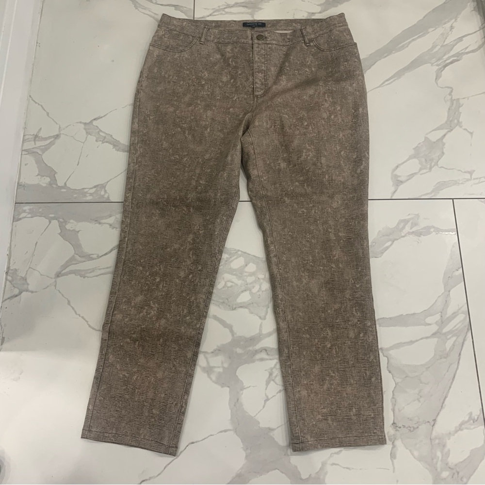 Lafayette 148 Pants women size 16 Metallic Coated in Taupe Brown Jeans